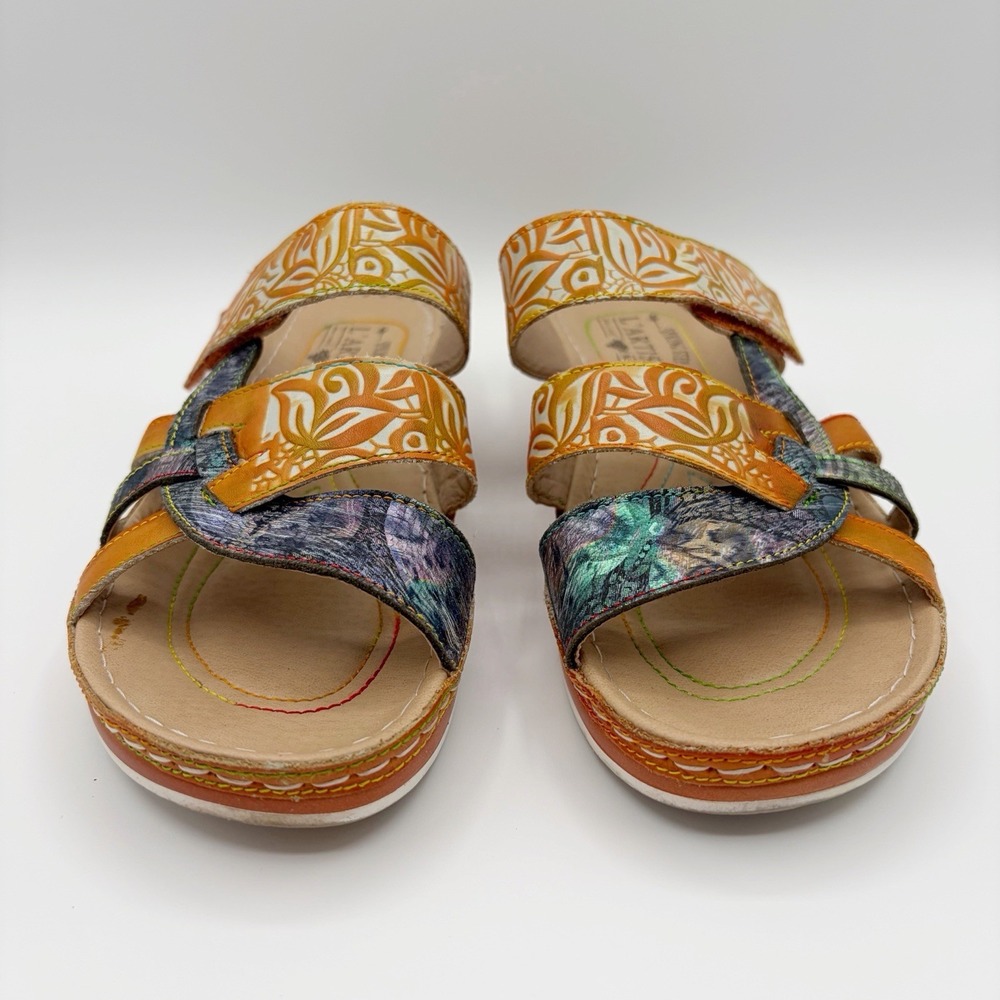 Spring Step L'Artiste Sandals Womens Sz 8.5 EU 39 Caiman Hand Painted 16342-2003 - Picture 4 of 10